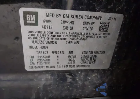 2014 Buick Encore from USA, damaged, VIN KL4CJESB7EB781532